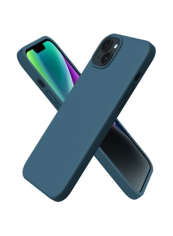 Compatible with iPhone 13/14 Case 6.1 Inch Slim Liquid Silicone 4 Layers Soft Gel Rubber Shockproof Protective Phone Case with Anti Scratch Microfiber Lining (Petrol) - Image 1